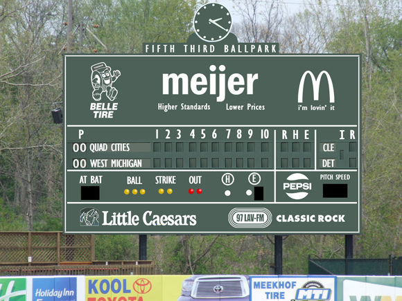 Fifth Third Ballpark, Manual Scoreboard