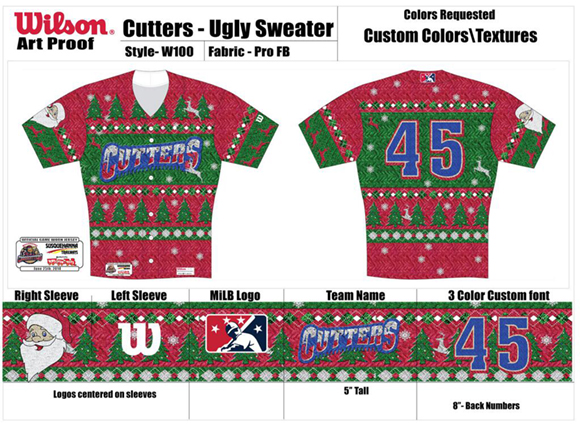 Williamsport Crosscutters ugly Christmas sweaters unis