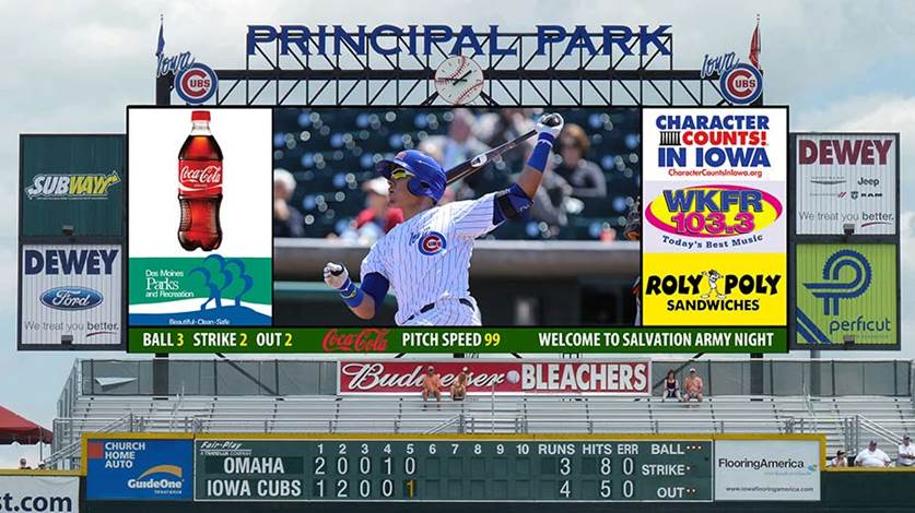 New Iowa Cubs Principal Park videoboard