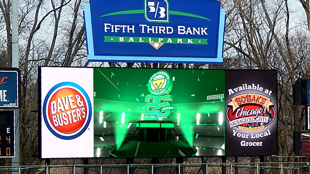 New Fifth Third Bank Ballpark videoboard, Kane County Cougars