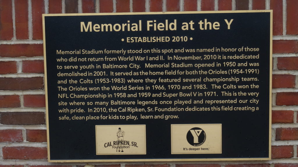 Plaque at Memorial Stadium site
