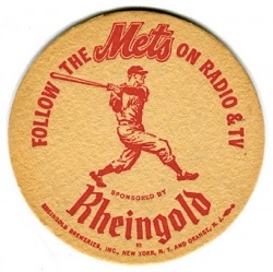 1970 Rheingold Beer Sponsor of the World Champion Mets Coaster 3.5" 