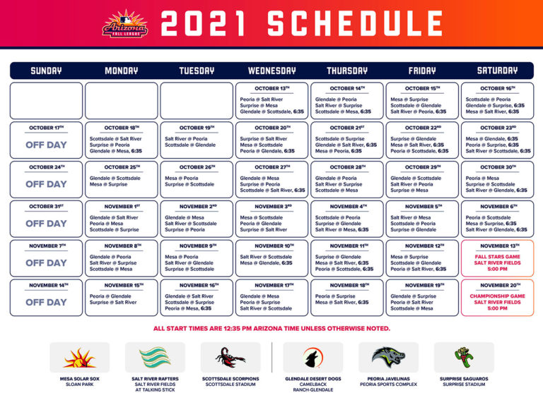Arizona Fall League, LowA schedules released Ballpark Digest
